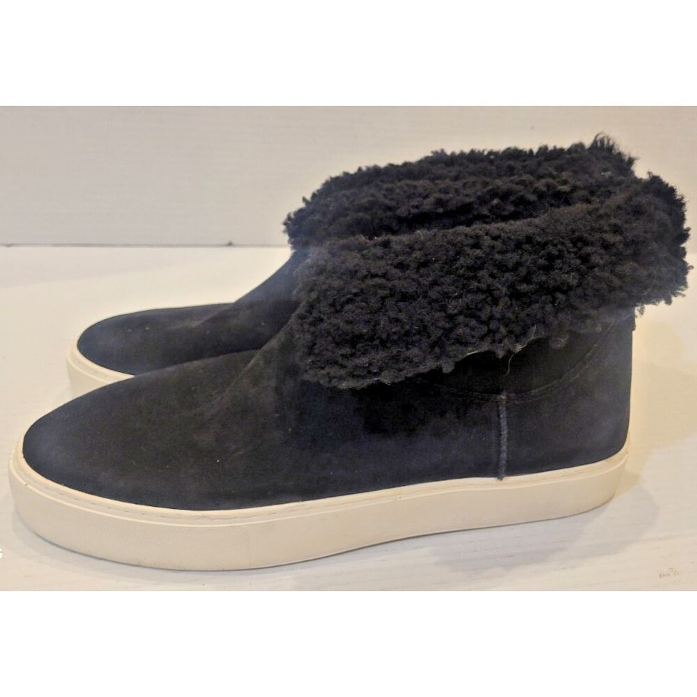 UGG Lynus Boots Women's 12 Black Suede Shearling Lined Platform Sneakers Shoes